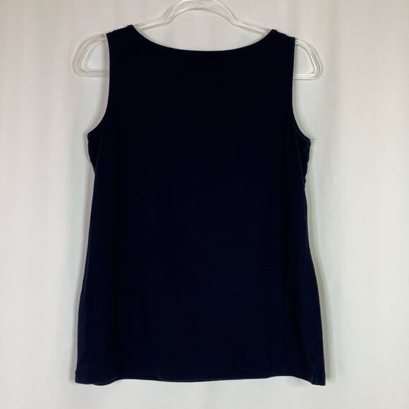 Talbots | Navy Weekend Tank Stretch Scoop Neck Cotton Spandex Womens Large - Picture 4 of 4
